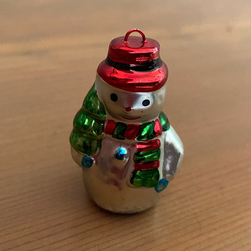 Mini glass snowman Christmas ornament